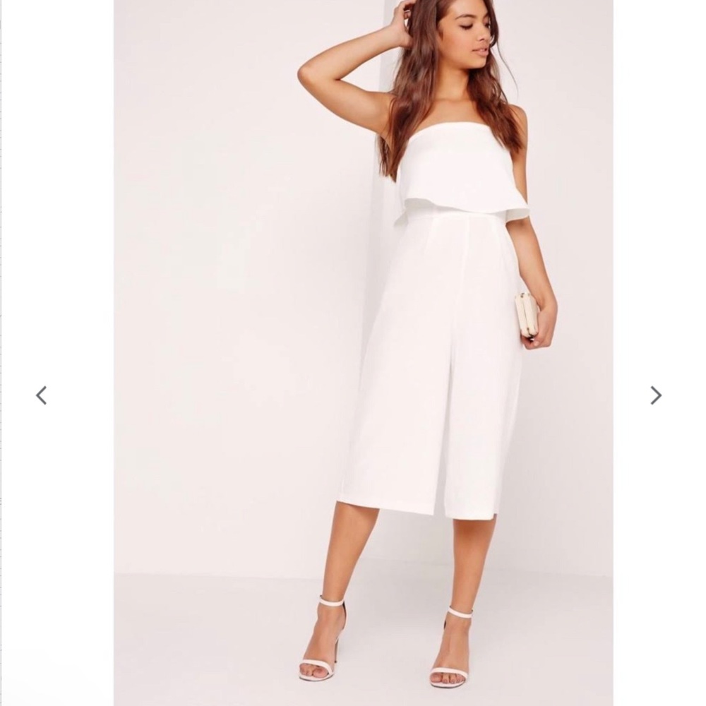 Misguided - Crepe double layer culotte jumpsuit in white